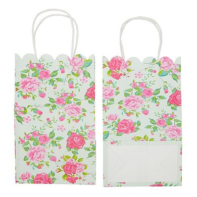 24 Pack Small Floral Gift Bags With Handles For Mothers Day, 5 X 8.5 X 3 In
