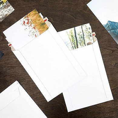 500-pack Mailers That Stay Flat 6x8 In, Self-adhesive White Cardboard Envelopes