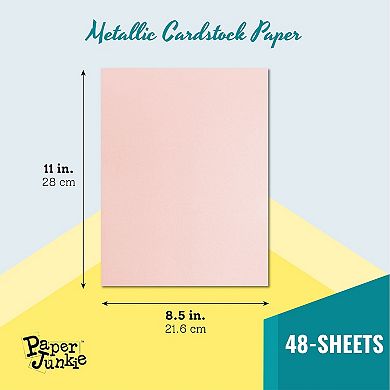 48 Sheets Pink Metallic Shimmer Cardstock Paper For Crafts, 250gsm, 8.5 X 11 In