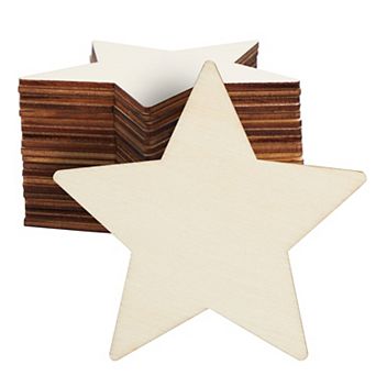 24 Pack Unfinished Wood Cutout Wooden Star Shaped For Diy Crafts Project, 3.8 In