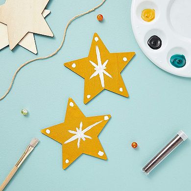 24 Pack Unfinished Wood Cutout Wooden Star Shaped For Diy Crafts Project, 3.8 In