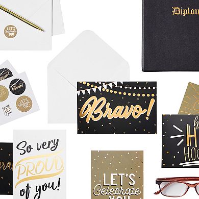 24 Pack Graduation Card Set With Envelopes And Sticker Seals, 6 Designs, 4x6 In