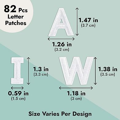 82 Pcs Letter Number Iron On Patches For Clothing Jeans Backpacks Shirts, 1 In