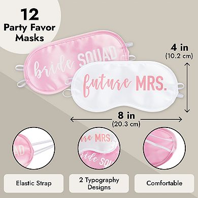 12 Pack Bachelorette Party Favors Eye Mask Set For Sleeping, Accessories, 4x8"