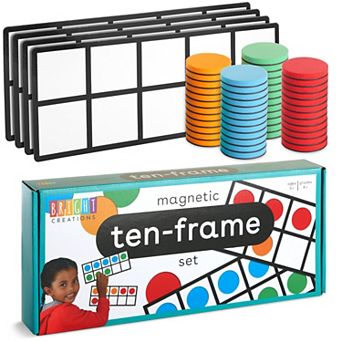 4 Pack Giant Magnetic Ten Frames With 48 Math Counters For Classroom Learning