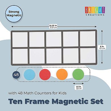 4 Pack Giant Magnetic Ten Frames With 48 Math Counters For Classroom Learning