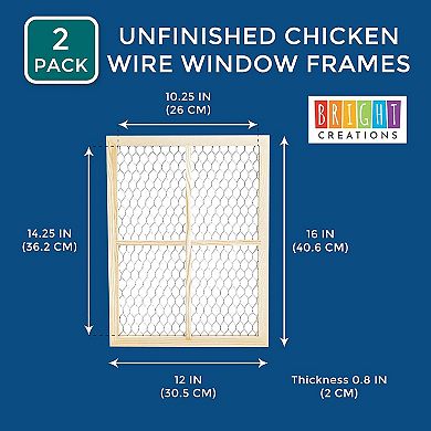 2 Pack Unfinished Chicken Wire Window Picture Frame Set For Home Decor 12 X 16"