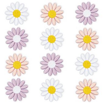 Fabric Iron On Patches, Daisy Flowers In 3 Colors (1.8 X 1.8 in 12 Pack)