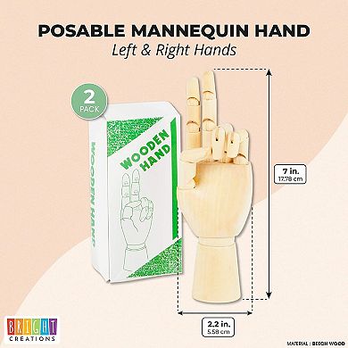 Posable Hand Model For Art, Left And Right Mannequin (7 Inches, 2 Pack)