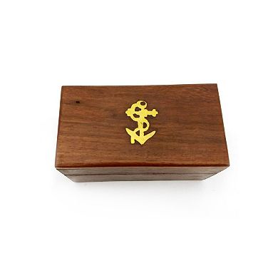 Small Brass Telescope with Pullout Wooden Box, Gold and Brown