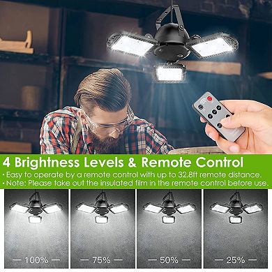 Black, Waterproof Solar Pendant Lights 120° Adjustable Garage Light With 3 Timing Modes