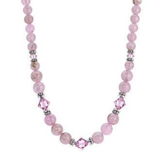 1928 Silver Tone Pink Round & Lantern Bead Necklace