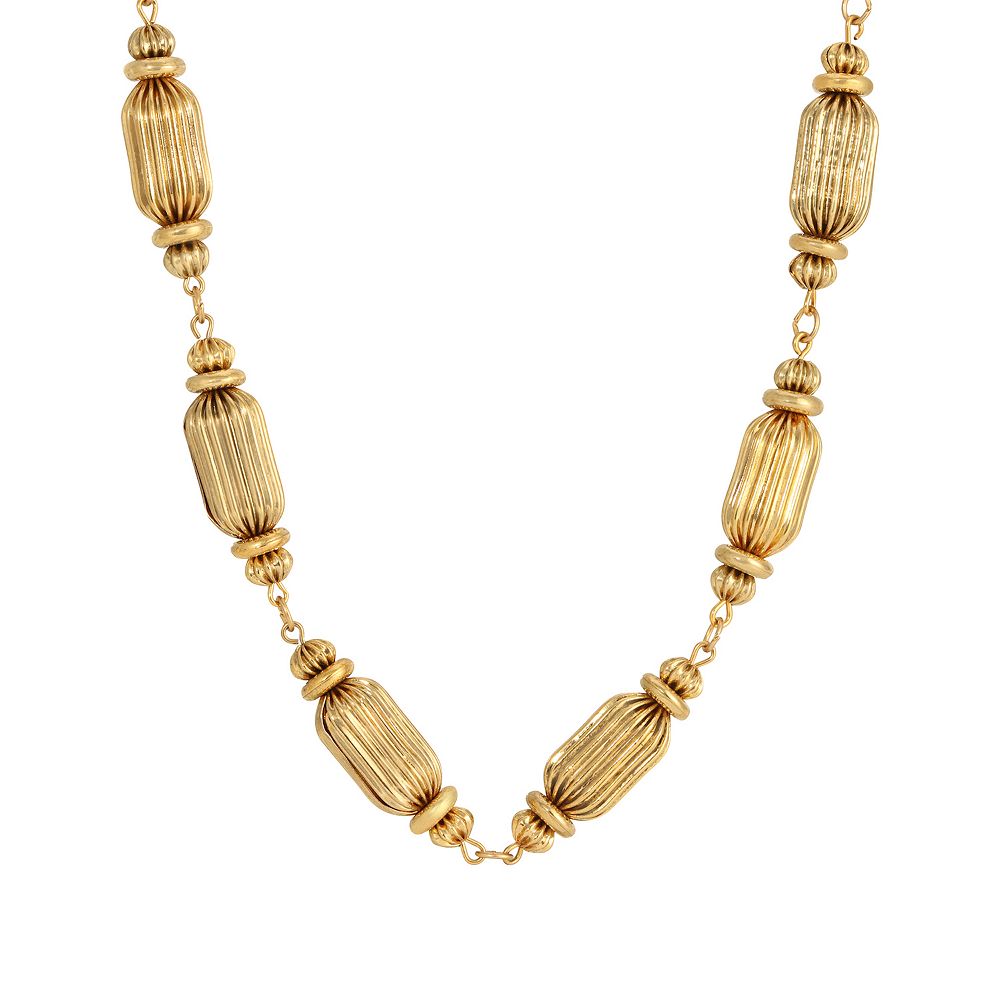 1928 Gold Tone Rondell Shaped Necklace