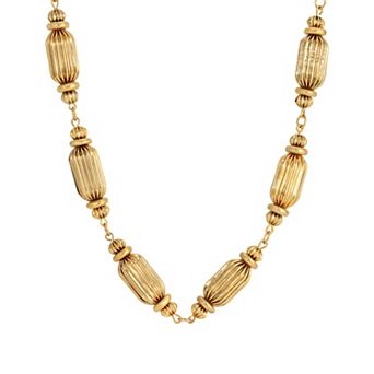 1928 Gold Tone Rondell Shaped Necklace