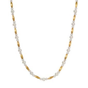 1928 Gold Tone Faux Pearl Necklace
