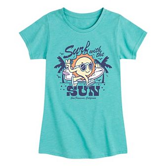 Girls 7-16 Surf With The Sun Graphic Tee