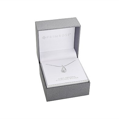 PRIMROSE Sterling Silver Cubic Zirconia Infinity Pendant Necklace
