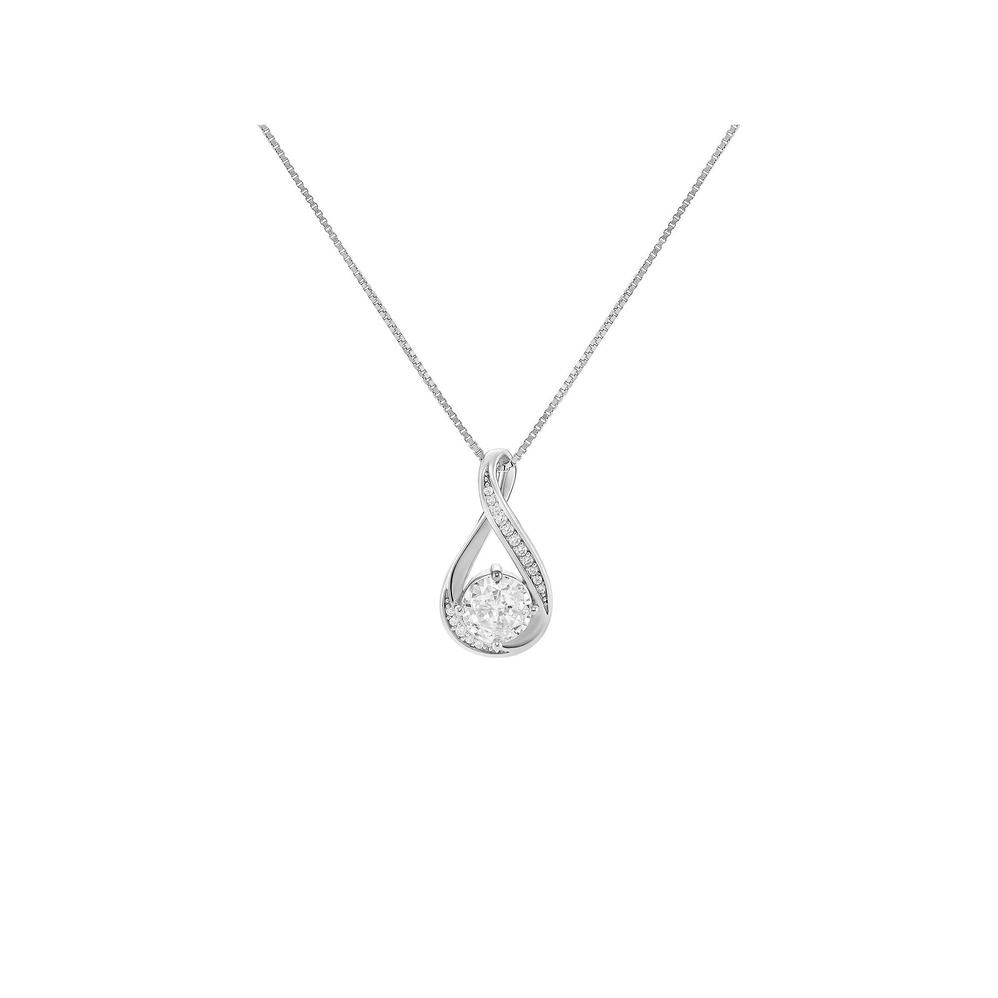 PRIMROSE Sterling Silver Cubic Zirconia Infinity Pendant Necklace, Womens