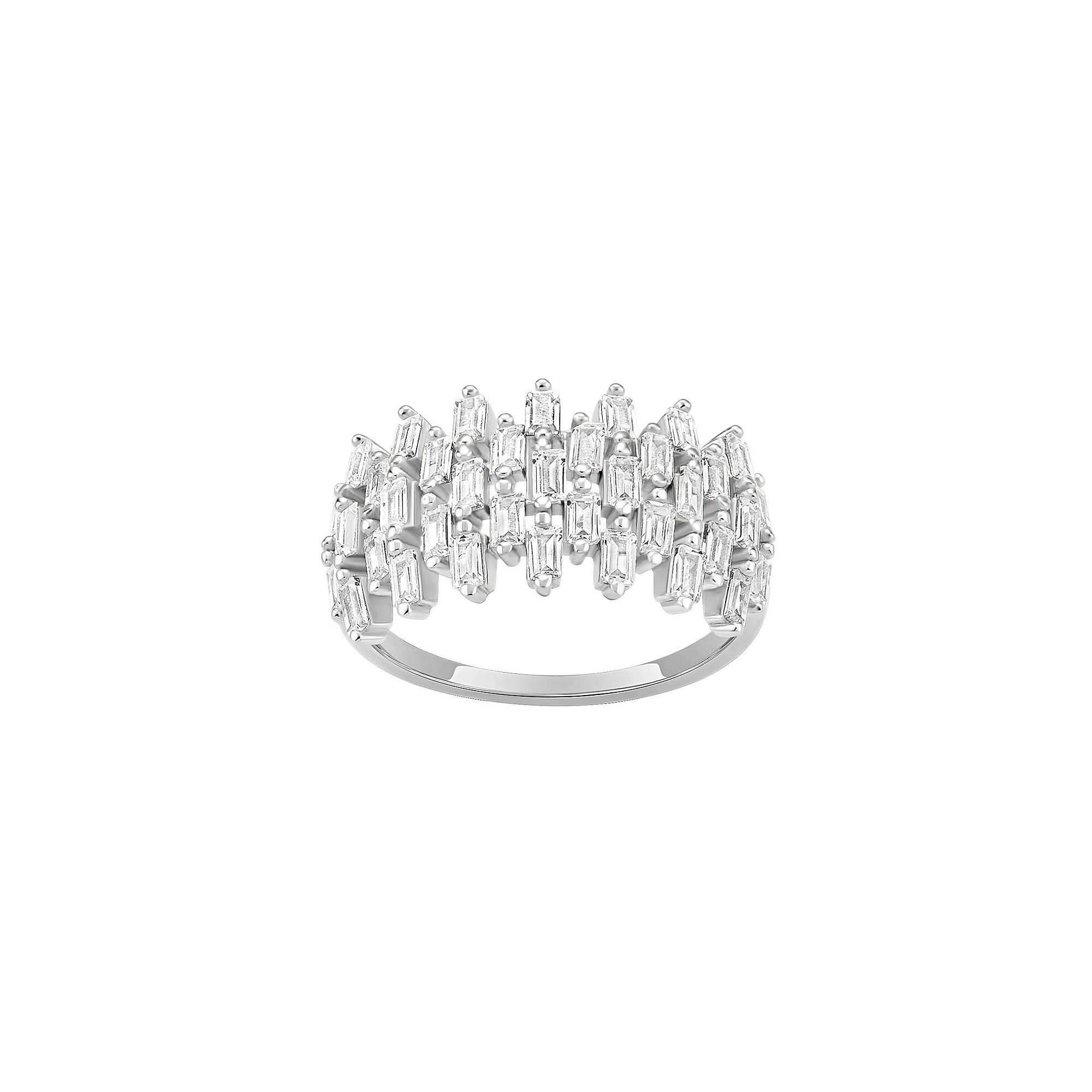PRIMROSE Sterling Silver Cubic Zirconia Baguette Cluster Ring, Womens, Siz