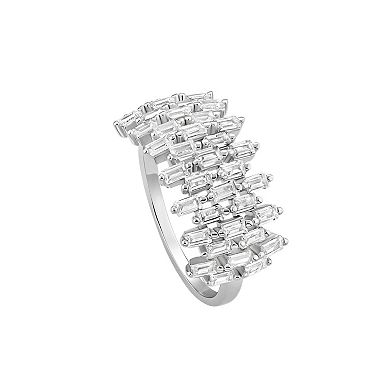 PRIMROSE Sterling Silver Cubic Zirconia Baguette Cluster Ring