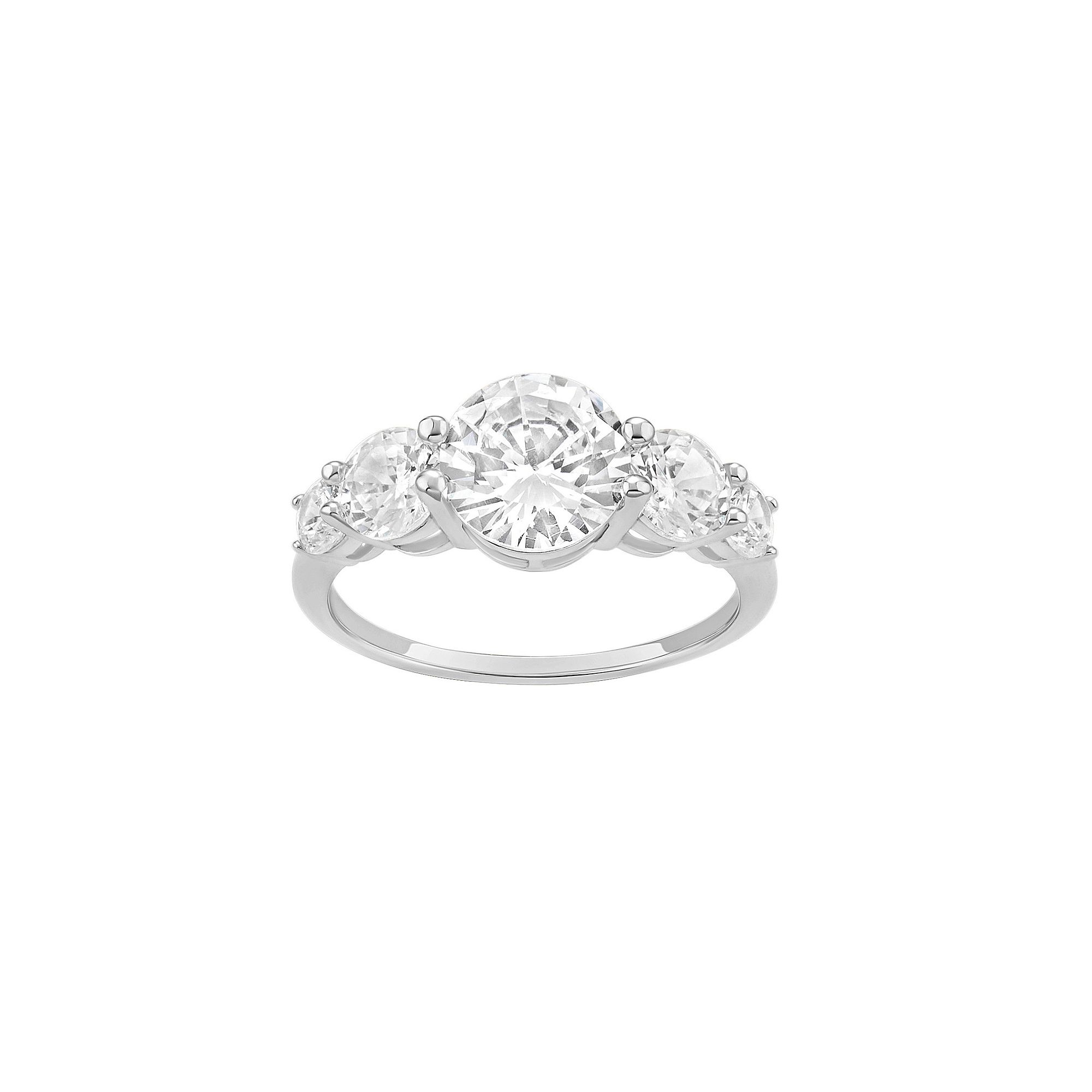 PRIMROSE Sterling Silver Cubic Zirconia Graduated Cluster Ring, Womens, Si