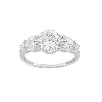 PRIMROSE Sterling Silver Cubic Zirconia Graduated Cluster Ring