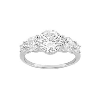 PRIMROSE Sterling Silver Cubic Zirconia Graduated Cluster Ring