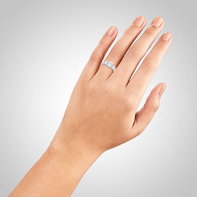 PRIMROSE Sterling Silver Cubic Zirconia Graduated Cluster Ring