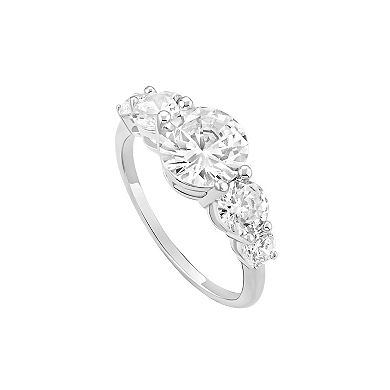 PRIMROSE Sterling Silver Cubic Zirconia Graduated Cluster Ring