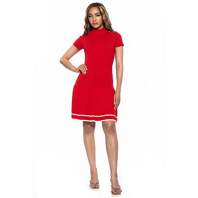 Women's ALEXIA ADMOR Devika Mockneck Pleated Knit Dress