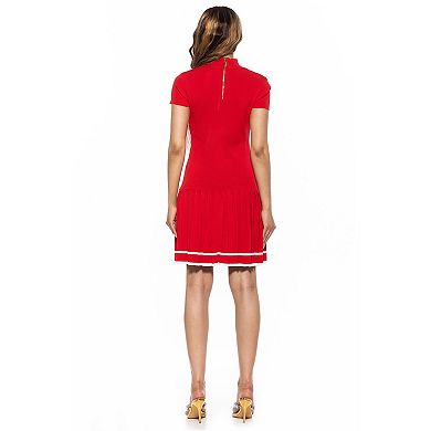 Women's ALEXIA ADMOR Devika Mockneck Pleated Knit Dress