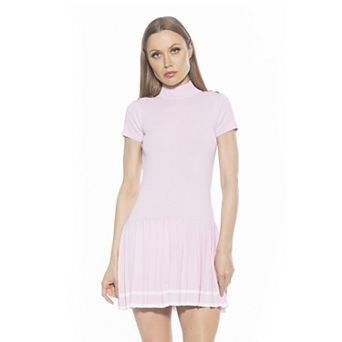 Women's ALEXIA ADMOR Devika Mockneck Pleated Knit Dress