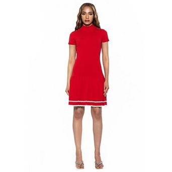 Women's ALEXIA ADMOR Devika Mockneck Pleated Knit Dress