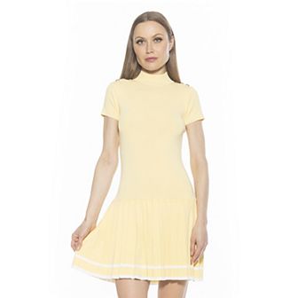 Women's ALEXIA ADMOR Devika Mockneck Pleated Knit Dress