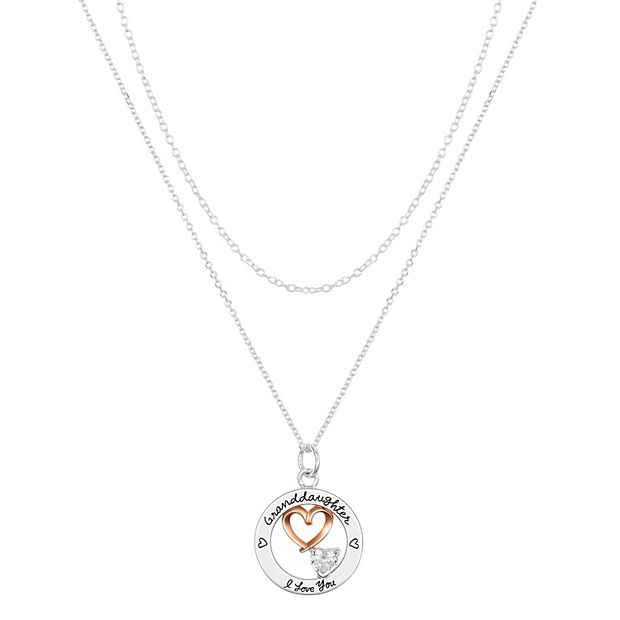 Timeless Sterling Silver 14K Rose Gold Plated Sterling Silver Cubic Zirconia Heart Today Tomorrow Forever Granddaughter