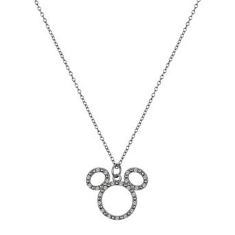 Disney's Mickey Mouse Sterling Silver Cubic Zirconia Outline Pendant Necklace by Timeless