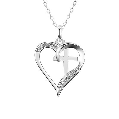 Cross Pendant Faith Hope Love Necklace White Gold Timeless