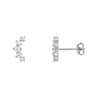 PRIMROSE Sterling Silver Cubic Zirconia Crawler Stud Earrings
