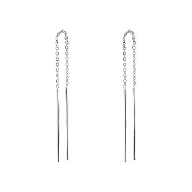 PRIMROSE Sterling Silver Polished Threader Chain Earrings