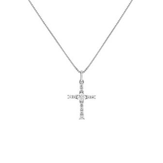 PRIMROSE Sterling Silver Pave Cubic Zirconia Cross Pendant Necklace