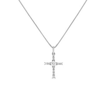 PRIMROSE Sterling Silver Pave Cubic Zirconia Cross Pendant Necklace