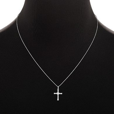 PRIMROSE Sterling Silver Pave Cubic Zirconia Cross Pendant Necklace