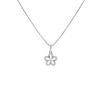 PRIMROSE Sterling Silver Pave Cubic Zirconia Flower Pendant Necklace