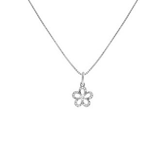 PRIMROSE Sterling Silver Pave Cubic Zirconia Flower Pendant Necklace