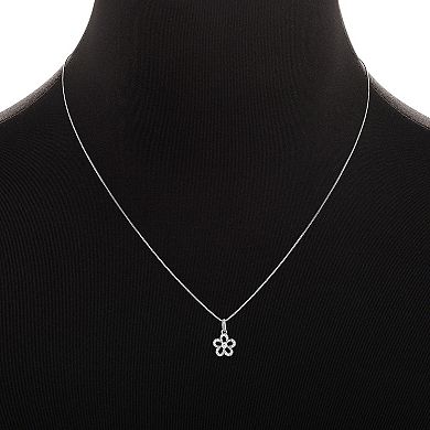 PRIMROSE Sterling Silver Pave Cubic Zirconia Flower Pendant Necklace