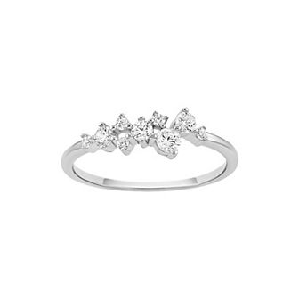 PRIMROSE Sterling Silver Cubic Zirconia Cluster Polished Band Ring