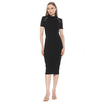 Women's ALEXIA ADMOR Adara Short Sleeve Mock Neck Midi Dress