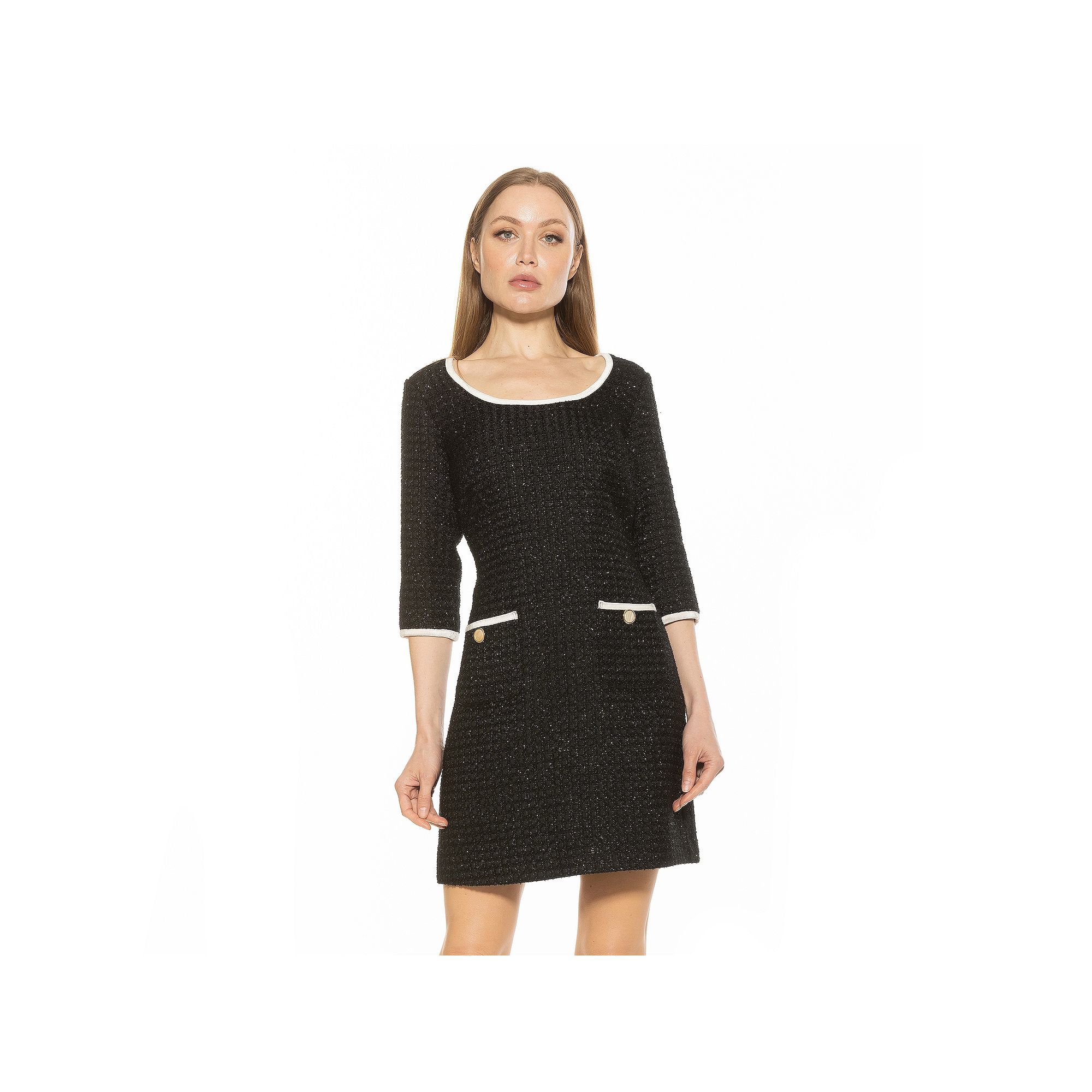 Womens ALEXIA ADMOR Orla Scoop Neck Shift Dress, Size: 4, Black