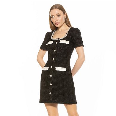 Women's ALEXIA ADMOR Aviva Tweed Scoop Neck Contrast Mini Dress