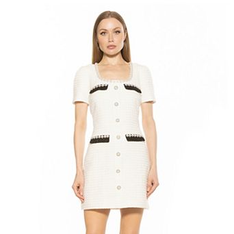 Women's ALEXIA ADMOR Aviva Tweed Scoop Neck Contrast Mini Dress
